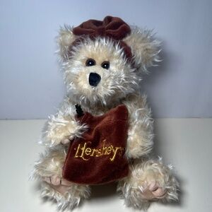 Hersheys Teddy Bear Plush Attached Gift Bag Chocolate Brown Velour Bow Vintage